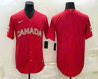 Mens Canada Baseball Blank 2023 Red World With Patch Classic Stitched Jerseys->2023 world baseball classic->MLB Jersey